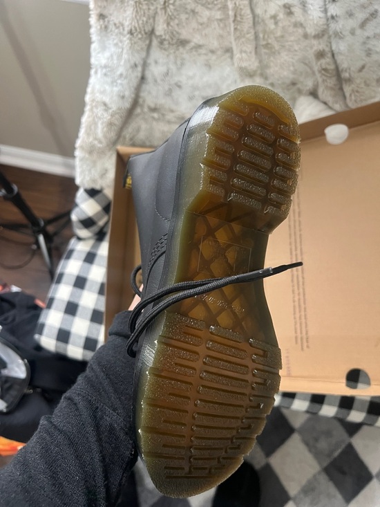 Dr. Martens Black Leather Lace-Up Boots with Yellow Stitching - Picture 3 of 6